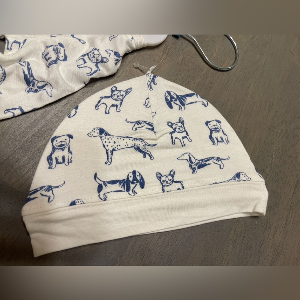🐶 NEW! • Little Me • Bamboo Zipper Sleeper with Hat 🐕 6 months - Picture 2 of 7